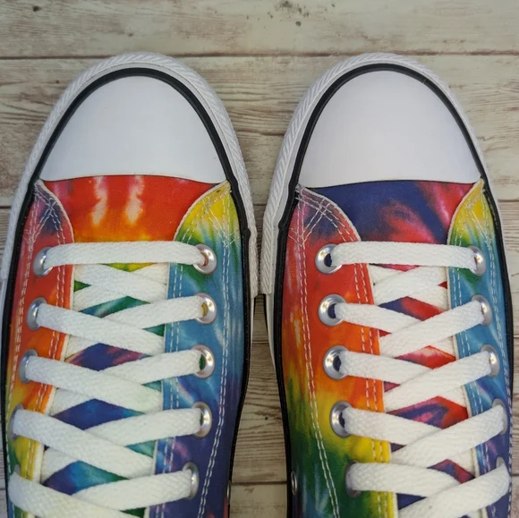 Converse All Star Rainbow Tie Dye Low Top Sneakers Trainers Women's Size 11 - Picture 4 of 13